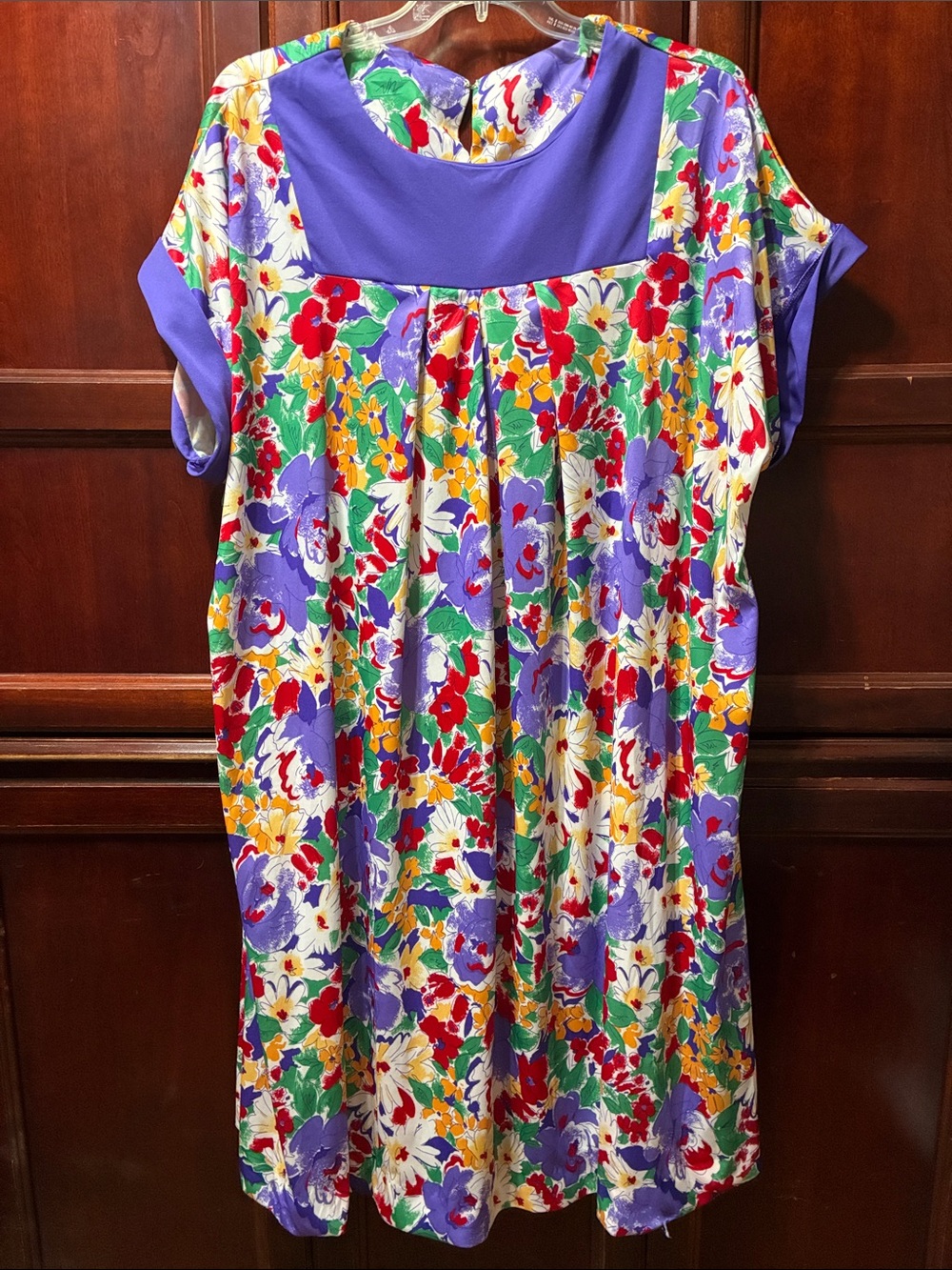 Vintage plus size women’s Floral Purple Panel Summer Dress